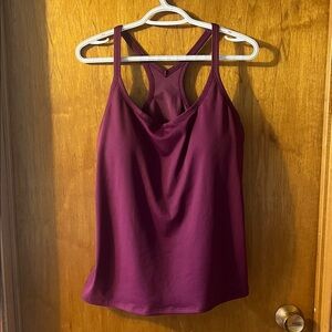 Stylish Plum Athletic Top for Women Built in Bra XL